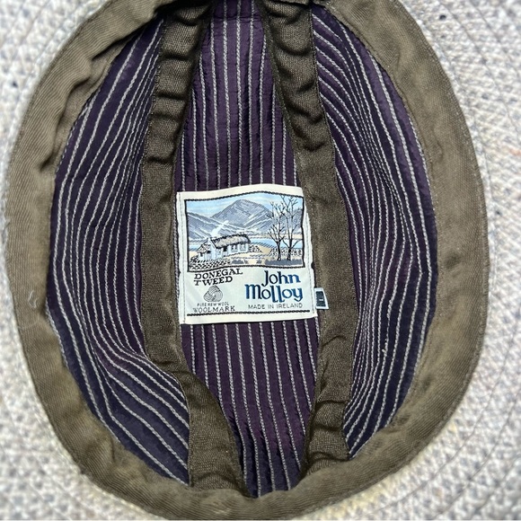 John Malloy Made In Ireland Donegal Tweed Pure New Wool Fedora Hat Size 7 - Picture 6 of 7